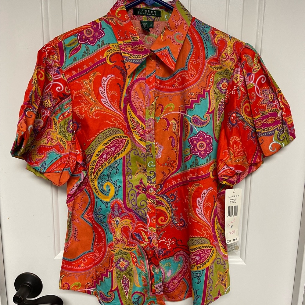 Fun, brand new, Ralph Lauren button up - size medium